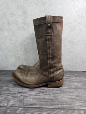 Botas Caborca Men's Leather Mid-Calf Western Biker Boots L15 Brown Men's 9.5